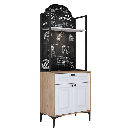 Buffet with shelf Lordien pakoworld white melamine-black metal leg 70x40x184.6cm