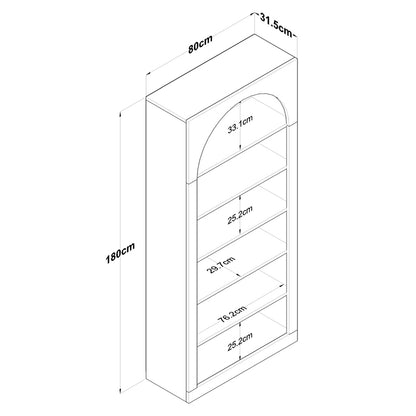 Bookcase Zoel pakoworld white melamine 80x31.5x180cm