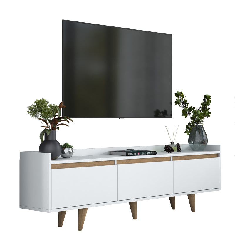 TV cabinet Hafmi pakoworld white-walnut melamine and natural wood leg 180x29.7x51.8cm