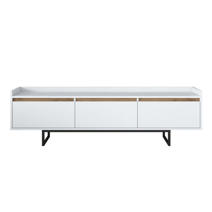 TV cabinet Ranil pakoworld white walnut melamine-black metal legs 180x29.7x51.8cm