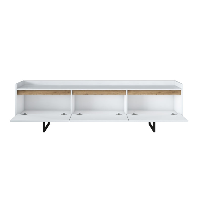 TV cabinet Ranil pakoworld white walnut melamine-black metal legs 180x29.7x51.8cm