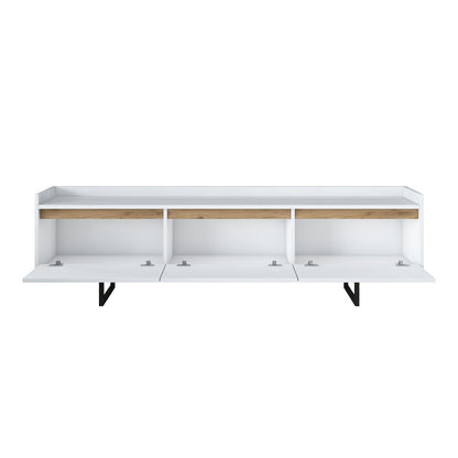 TV cabinet Ranil pakoworld white walnut melamine-black metal legs 180x29.7x51.8cm