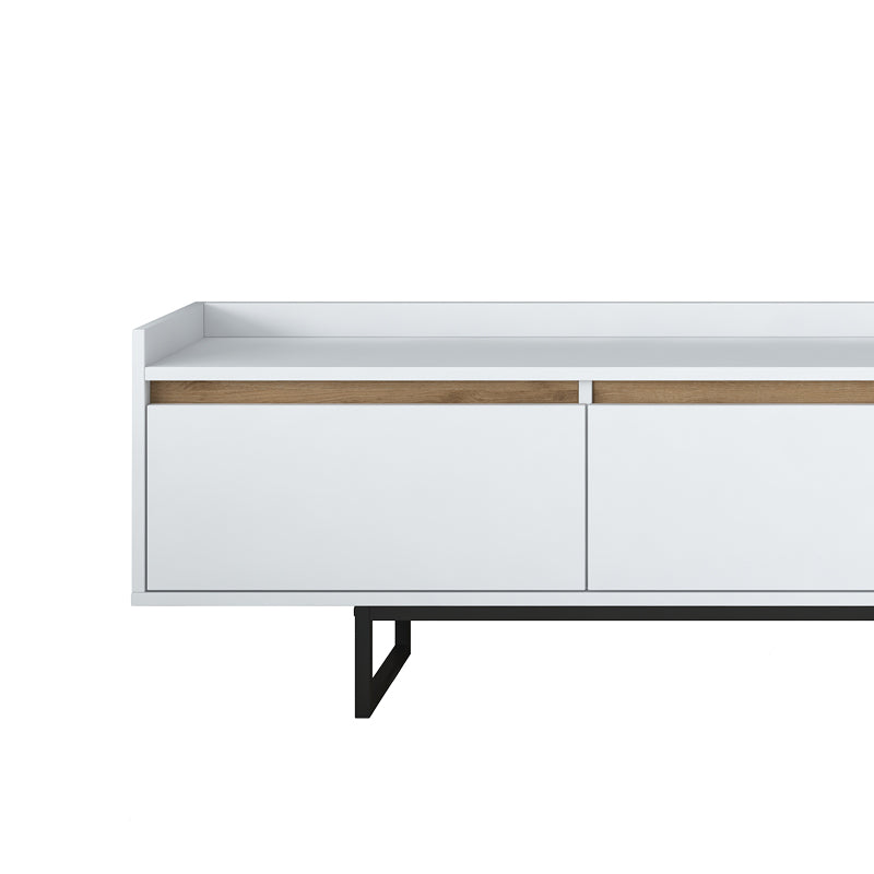 TV cabinet Ranil pakoworld white walnut melamine-black metal legs 180x29.7x51.8cm