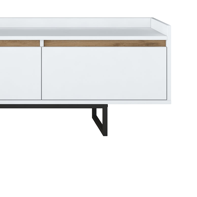 TV cabinet Ranil pakoworld white walnut melamine-black metal legs 180x29.7x51.8cm