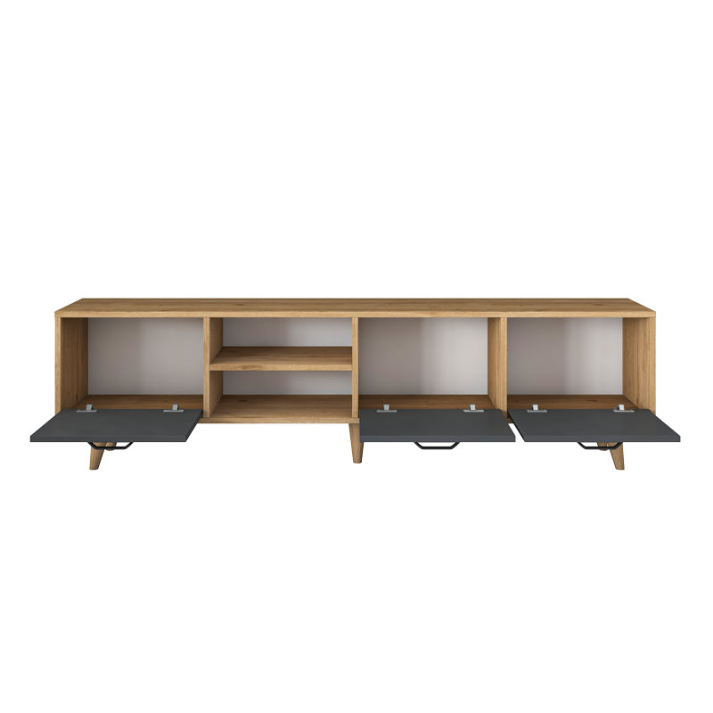 TV cabinet Sercio pakoworld anthracite walnut melamine-natural color wooden legs 180x29.7x48.6cm