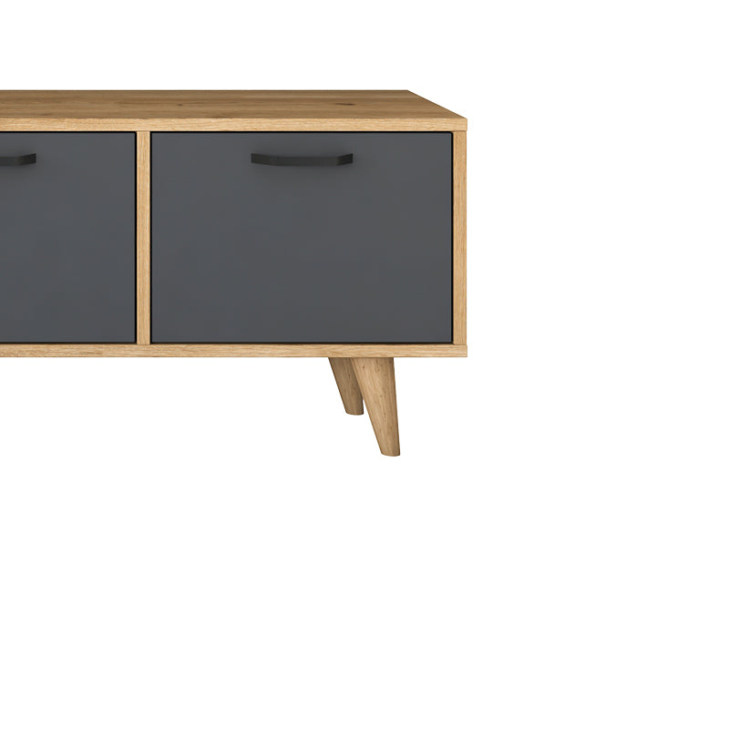 TV cabinet Sercio pakoworld anthracite walnut melamine-natural color wooden legs 180x29.7x48.6cm