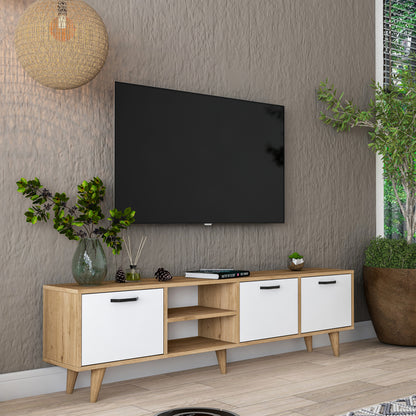 TV cabinet Sercio pakoworld white walnut melamine-natural color wooden legs 180x29.7x48.6cm