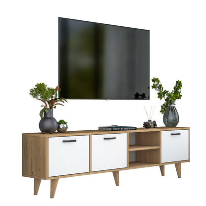 TV cabinet Sercio pakoworld white walnut melamine-natural color wooden legs 180x29.7x48.6cm