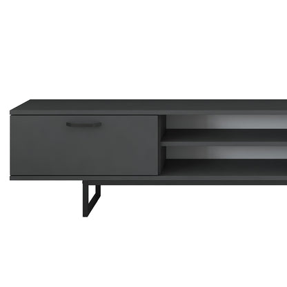 TV cabinet Pepkom pakoworld anthracite melamine-black metal legs 180x29.5x48.6cm