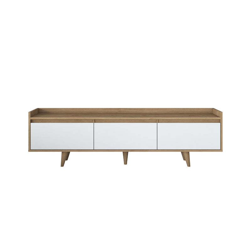 TV cabinet Bagale pakoworld white melamine-natural color wooden legs 180x29.7x51.8cm