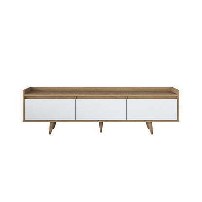 TV cabinet Bagale pakoworld white melamine-natural color wooden legs 180x29.7x51.8cm