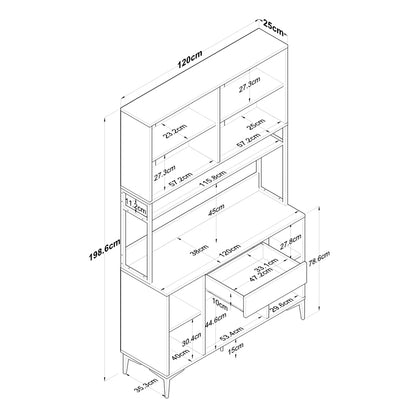 Buffet with shelf Eramise pakoworld white melamine 120x40x189.6cm