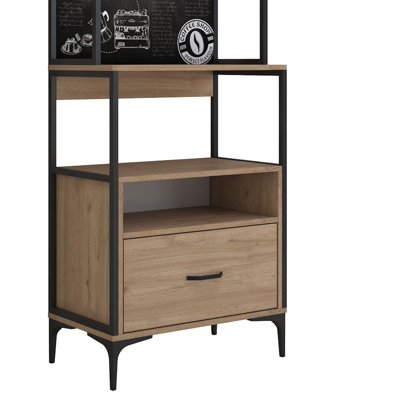 Buffet with shelf Ragren pakoworld walnut melamine-black metal 70x40x190.8cm