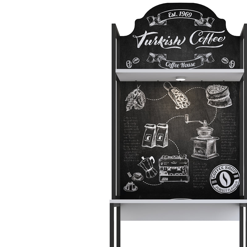 Buffet with shelf Cogan pakoworld white melamine-black metal 70x40x205cm