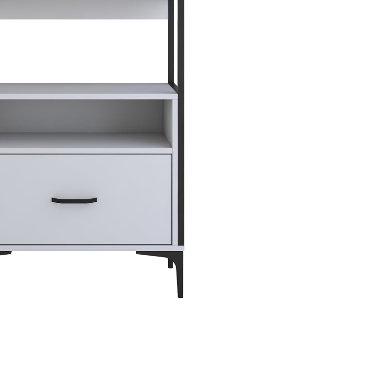 Buffet with shelf Cogan pakoworld white melamine-black metal 70x40x205cm