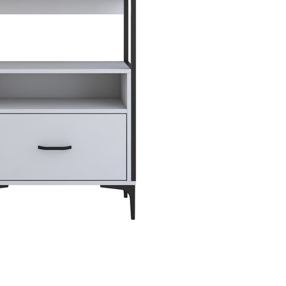 Buffet with shelf Cogan pakoworld white melamine-black metal 70x40x205cm