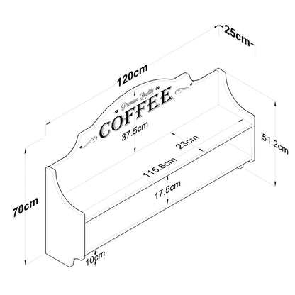Wall shelf Barke pakoworld walnut-white melamine 120x25x70cm