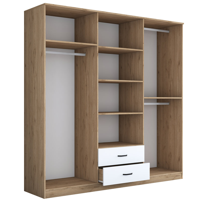 Wardrobe with mirror Warko pakoworld white walnut melamine 210x51.5x210cm