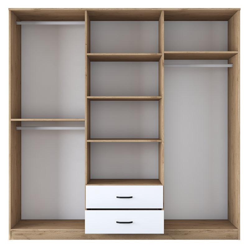 Wardrobe with mirror Warko pakoworld white walnut melamine 210x51.5x210cm
