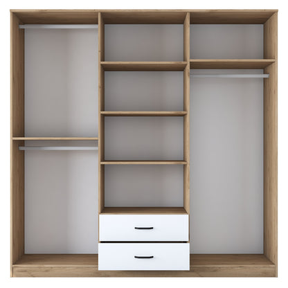 Wardrobe with mirror Warko pakoworld white walnut melamine 210x51.5x210cm
