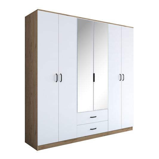 Wardrobe with mirror Warko pakoworld white walnut melamine 210x51.5x210cm