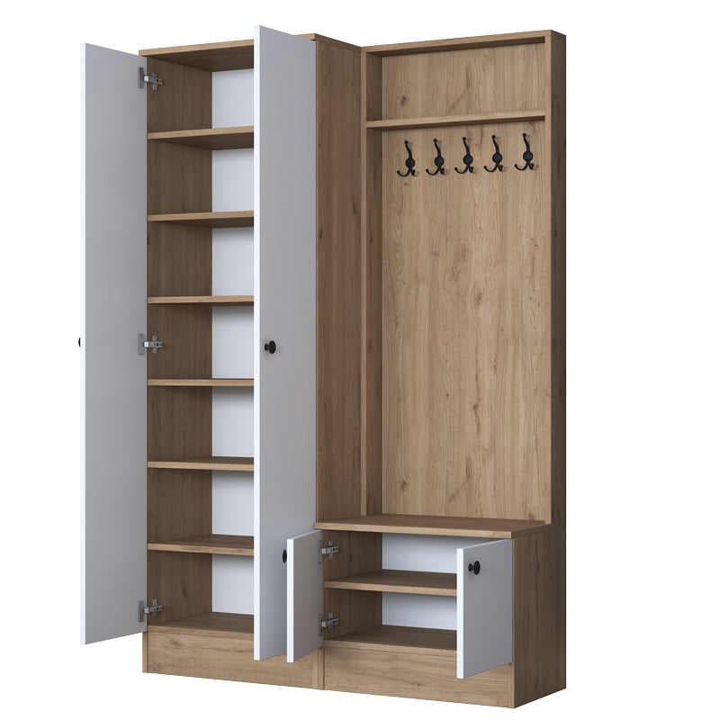 Entrance furniture Nafdo pakoworld walnut-white melamine 119.6x35.5x182.8cm