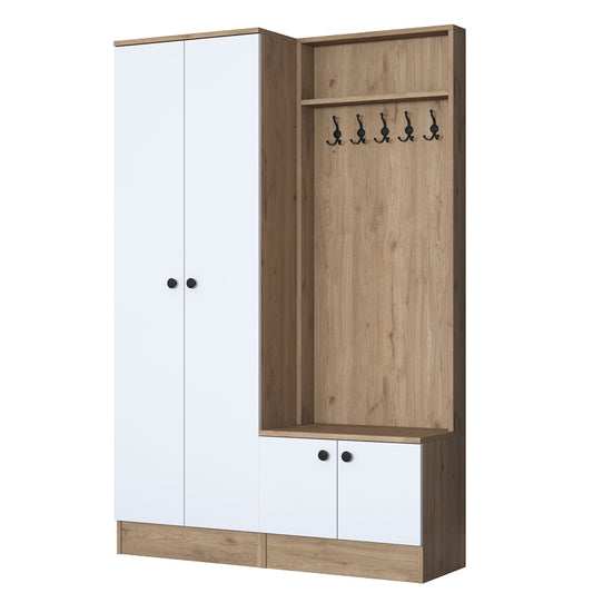 Entrance furniture Nafdo pakoworld walnut-white melamine 119.6x35.5x182.8cm