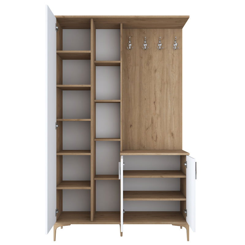 Entrance furniture Zozmo pakoworld walnut-white melamine 120x37.5x198.6cm