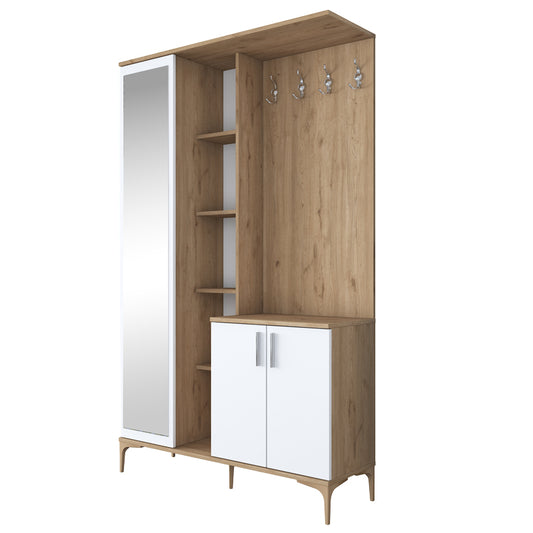 Entrance furniture Zozmo pakoworld walnut-white melamine 120x37.5x198.6cm