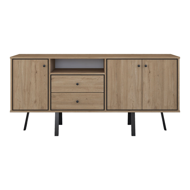 Buffet Derbio pakoworld walnut melamine-dark grey metal leg 180x45x83.6cm