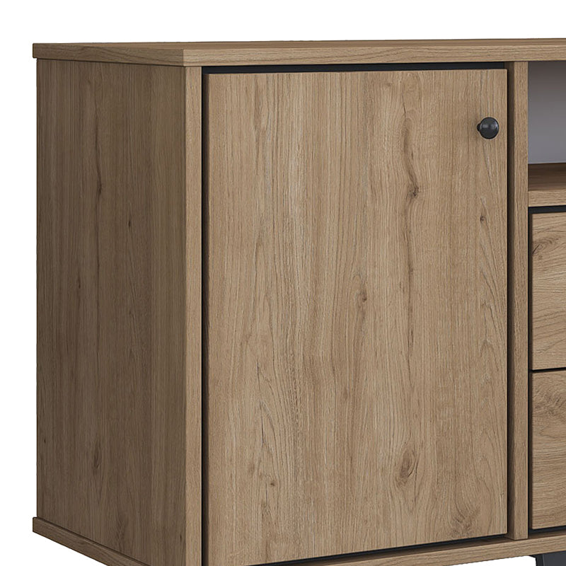 Buffet Derbio pakoworld walnut melamine-dark grey metal leg 180x45x83.6cm