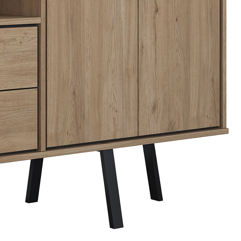 Buffet Derbio pakoworld walnut melamine-dark grey metal leg 180x45x83.6cm