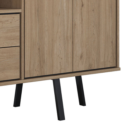 Buffet Derbio pakoworld walnut melamine-dark grey metal leg 180x45x83.6cm