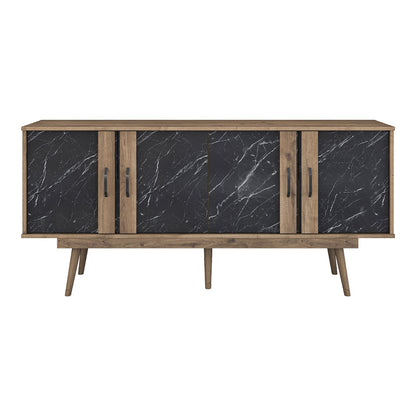 Buffet Suckie I pakoworld walnut-black marble look melamine-walnut pp leg 180x45x82.6cm