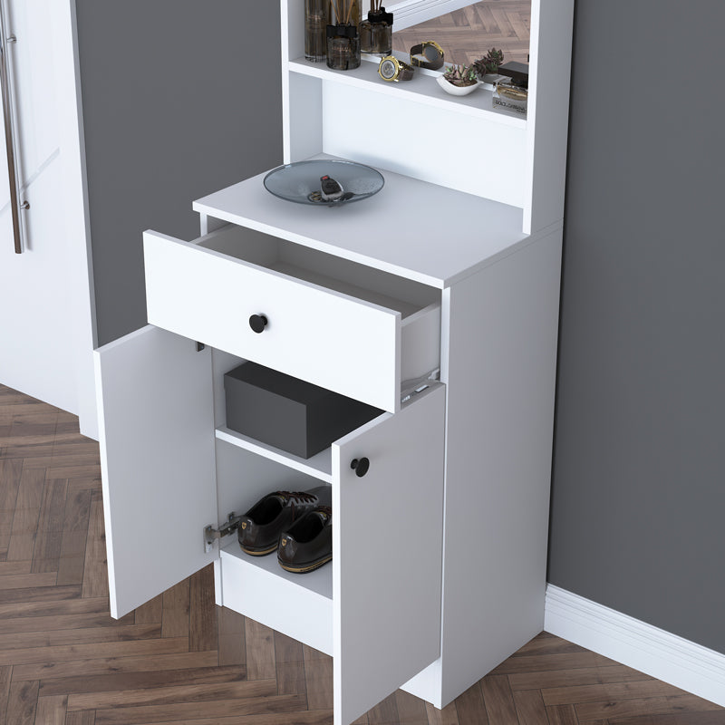 Entrance furniture Rockder white melamine 60x35.5x182.8cm