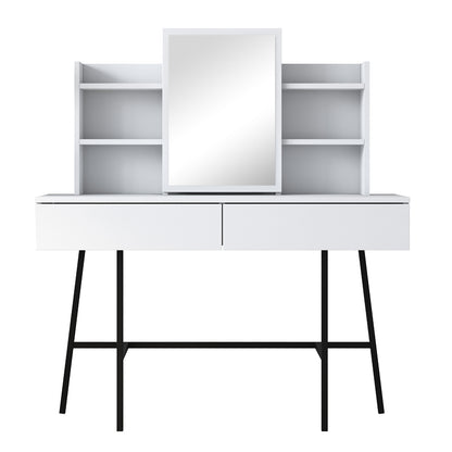 Dressing table Loppy pakoworld white melamine-black metal leg 120x40x131.6cm