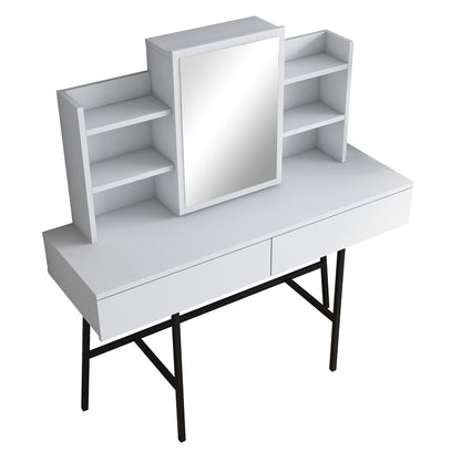 Dressing table Loppy pakoworld white melamine-black metal leg 120x40x131.6cm