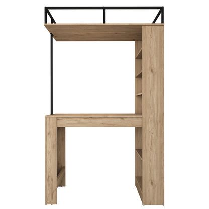 Floor shelf Kiten pakoworld natural color melamine-black metal 120x55.6x198.8cm