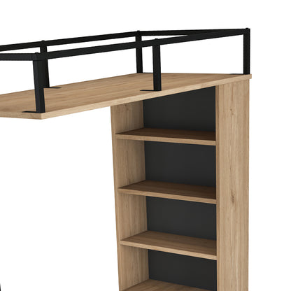 Floor shelf Kiten pakoworld natural color melamine-black metal 120x55.6x198.8cm