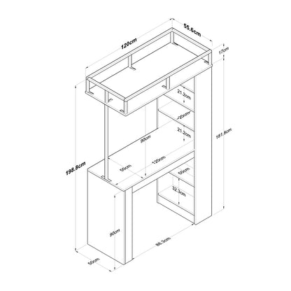 Floor shelf Kiten pakoworld natural color melamine-black metal 120x55.6x198.8cm