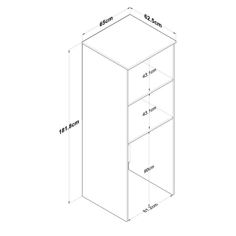 Laundry cabinet Laudy pakoworld white melamine 65x62.5x181.8cm
