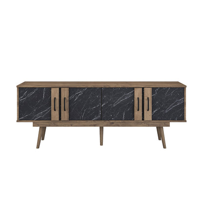 Tv stand Suckie I pakoworld walnut-black marble look melamine-walnut pp leg