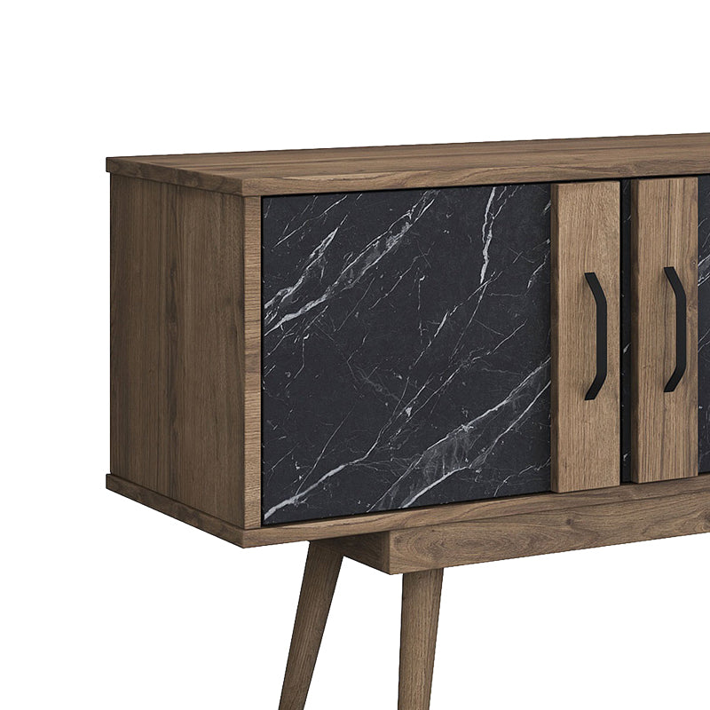 Tv stand Suckie I pakoworld walnut-black marble look melamine-walnut pp leg