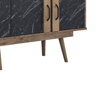 Tv stand Suckie I pakoworld walnut-black marble look melamine-walnut pp leg