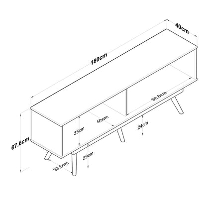 Tv stand Suckie I pakoworld walnut-black marble look melamine-walnut pp leg