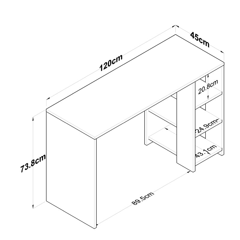 Work desk Lanuta pakoworld in walnut-white shade 120x45x73.8cm