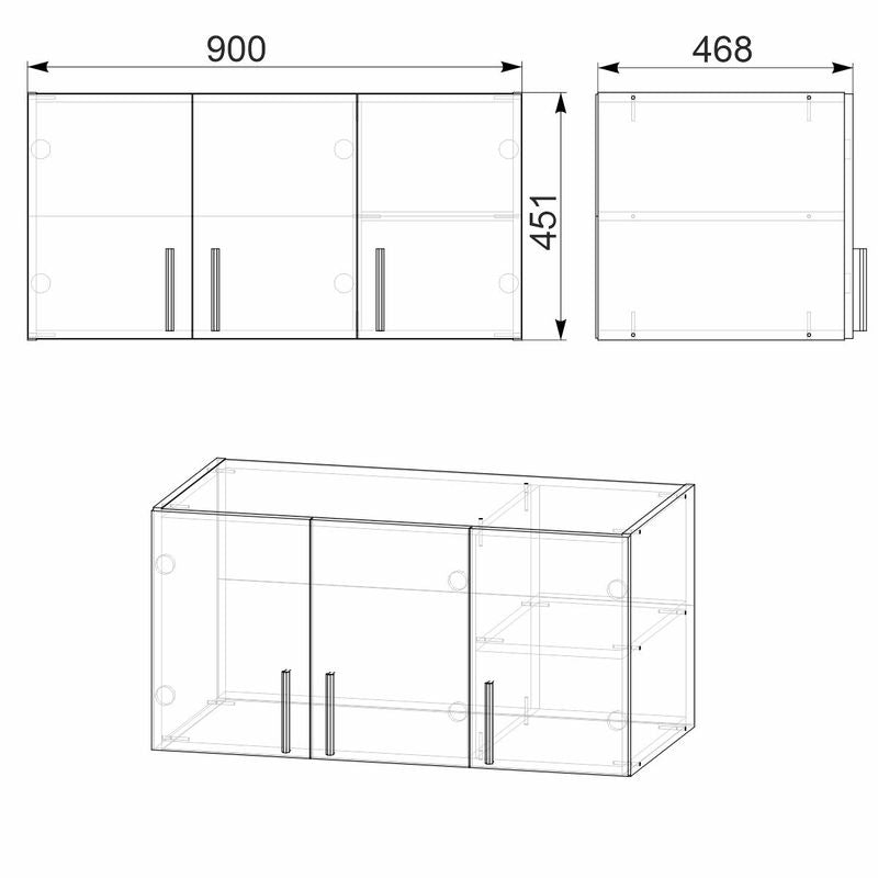 Cabinet Warner pakoworld 3 doors walnut 90x46.5x45cm