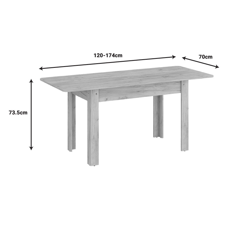 Dining table Quiin pakoworld expandable melamine in oak color 120-174x70x73.5cm