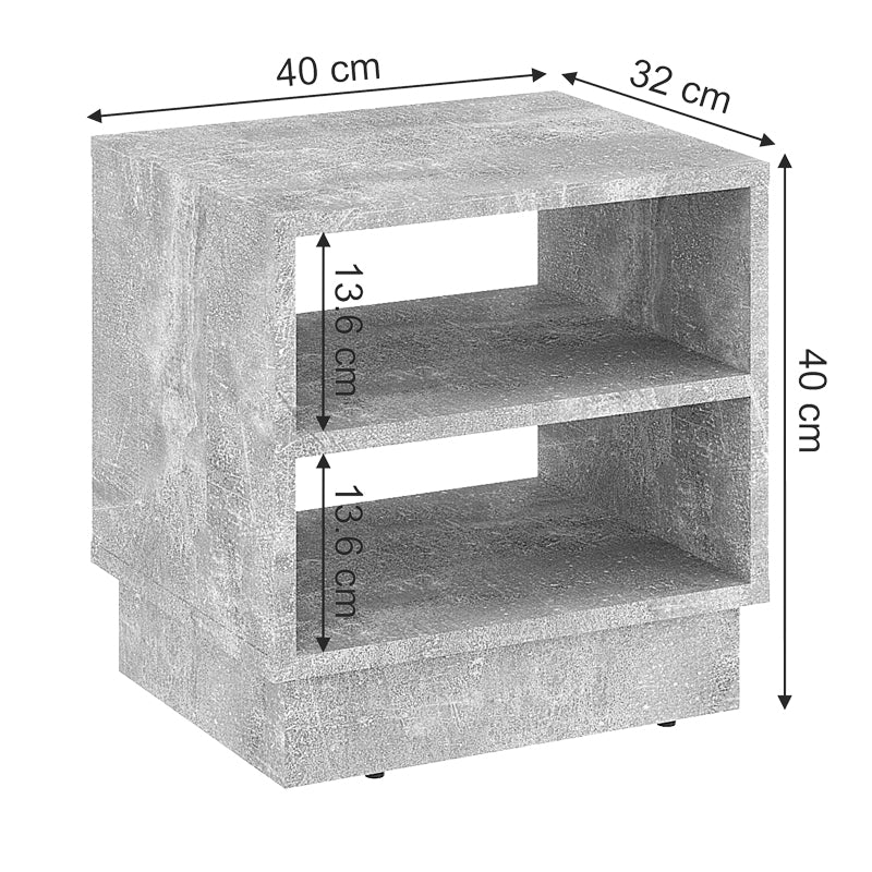 Nightstand Mason pakoworld melamine in grey marble color 40x32x40cm