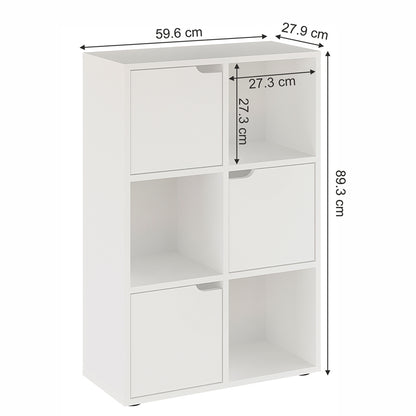 Bookcase Bookel in white color 59.5x27.5x89cm